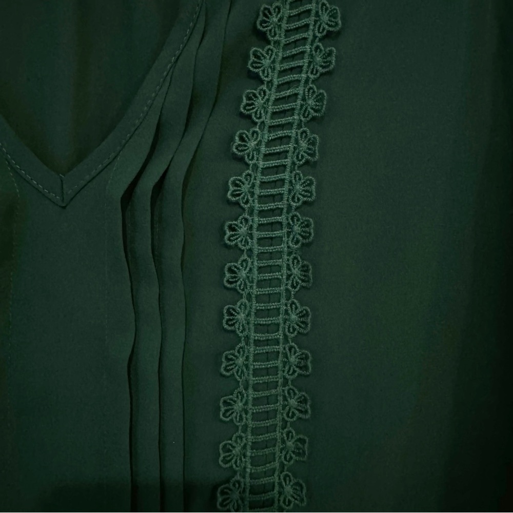 41 Hawthorn | Lace Pintuck Blouse 3/4 Sleeve Green Size Medium - Picture 3 of 6